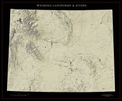 Wyoming  Landforms and Rivers Fine Art Print Map
